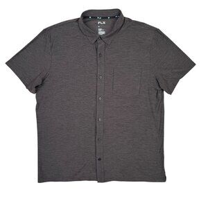 FLX Performance Untucked Fit Shirt Mens XL Dark Gray Short Sleeve Button Down